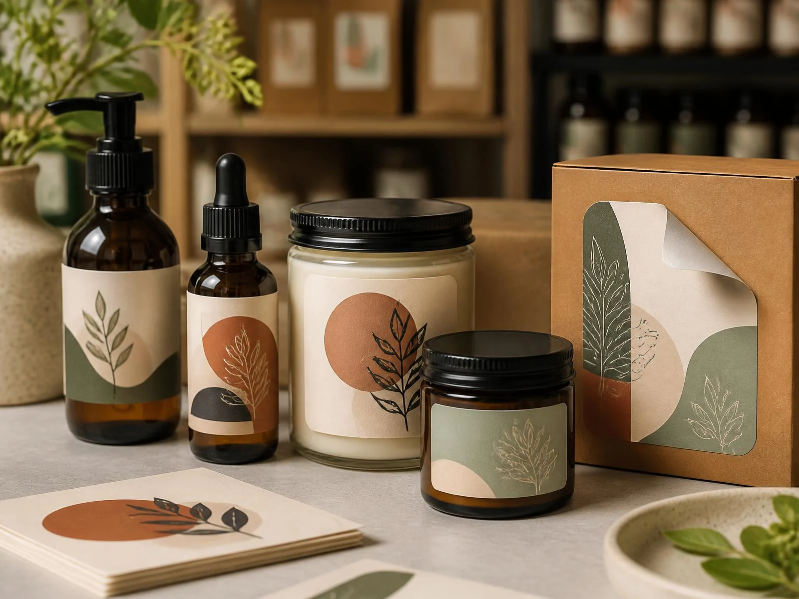 Étiquettes personnalisées sur des pots, bouteilles et emballages artisanaux